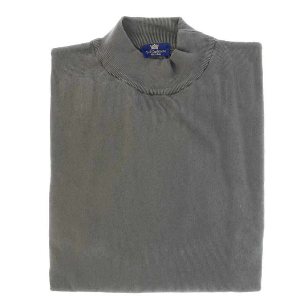 Cotton-Modal Blend Mock Neck Big Mens Taupe Sweater by Real Cashmere